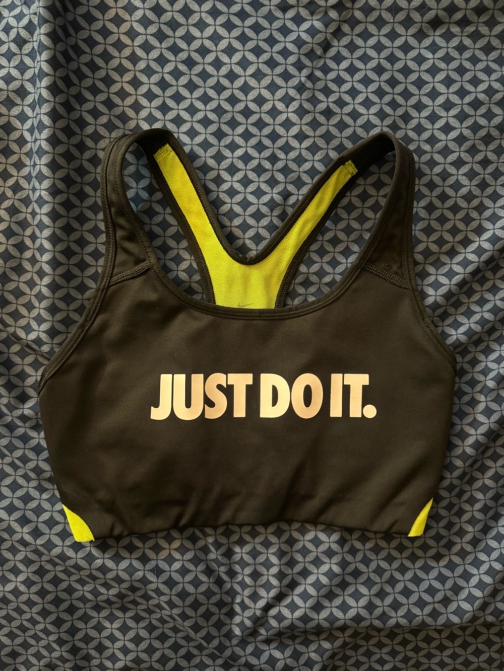 Nike Neon Yellow & Black Racerback Sports Bra